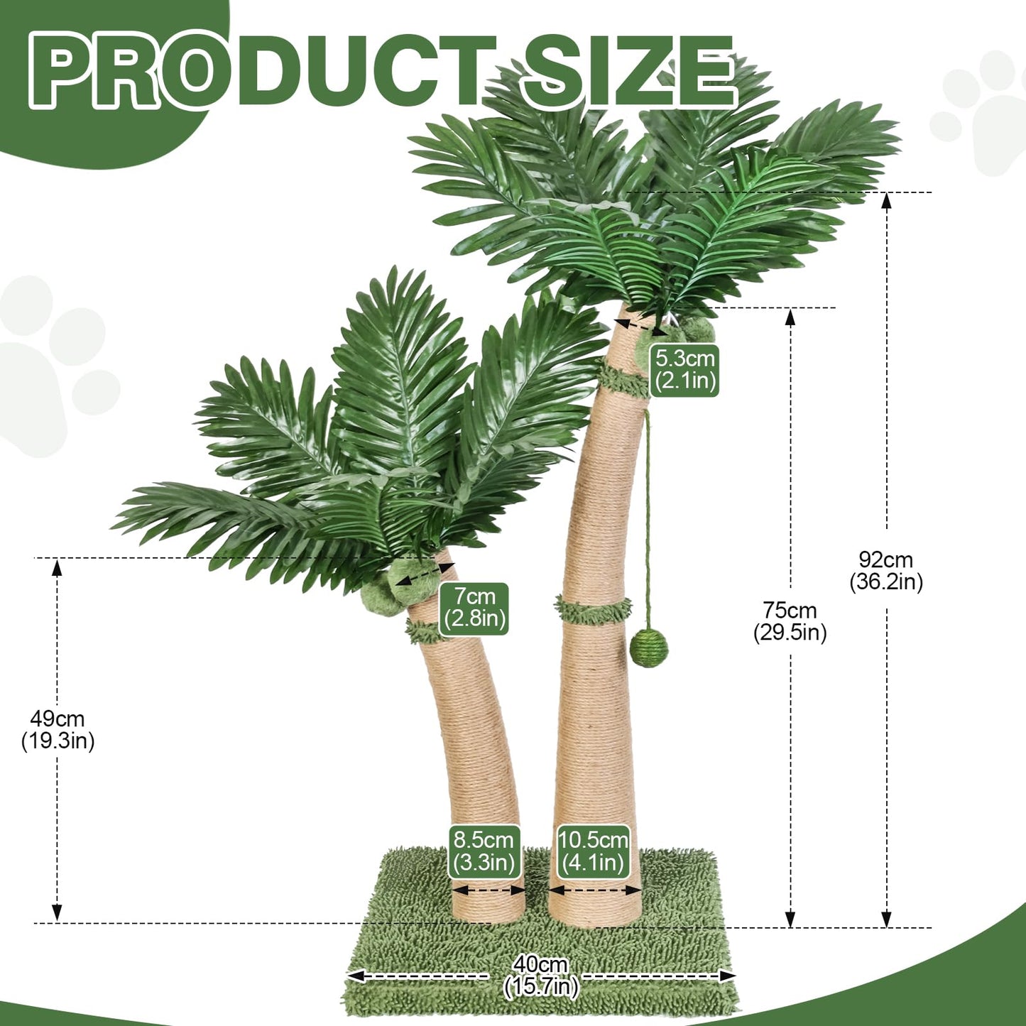 Palm Tree Cat Scratching Post, 36'' Cat Scratcher Post with Posts