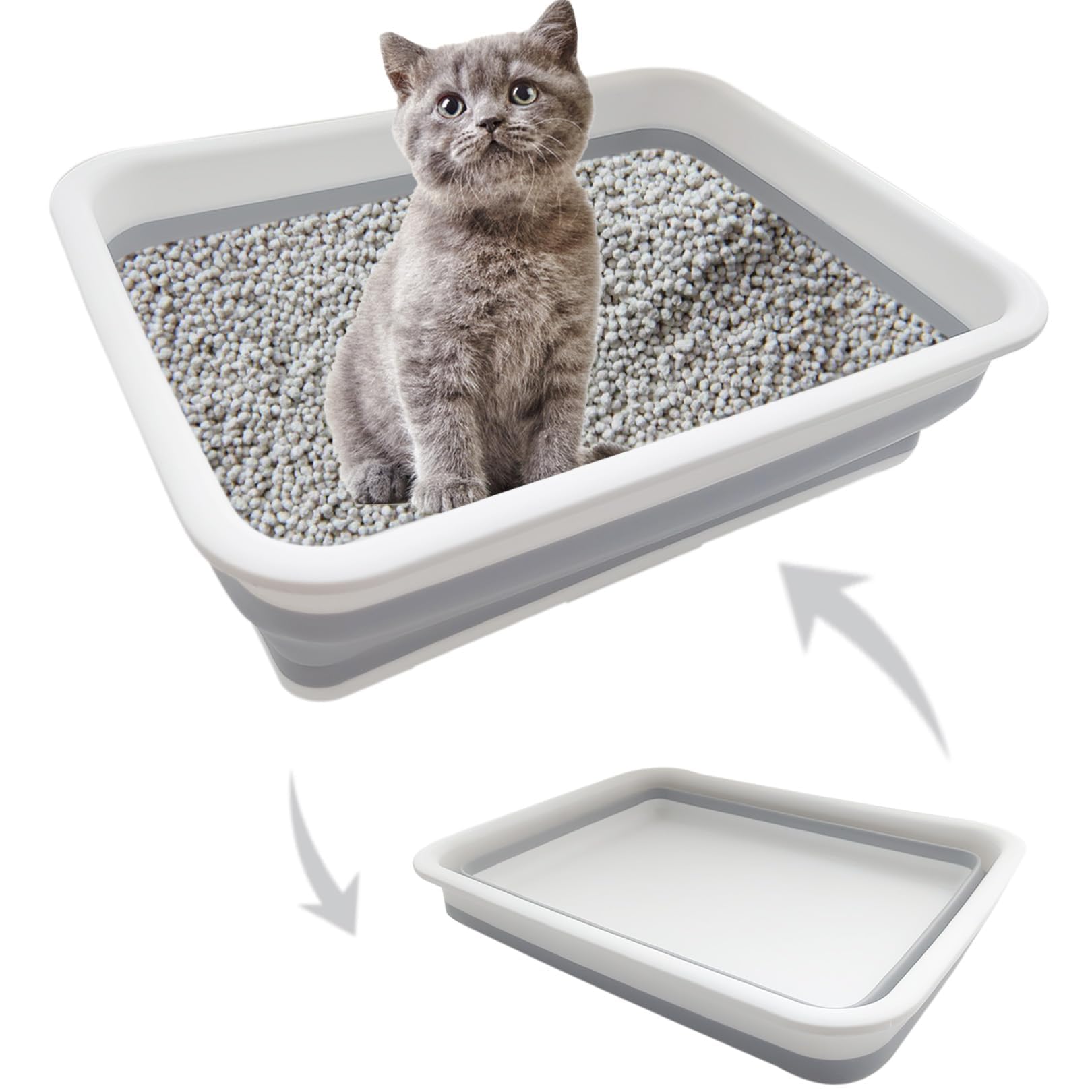 chuyouan Collapsible Small Cat Litter Box, Open Waterproof Low Box