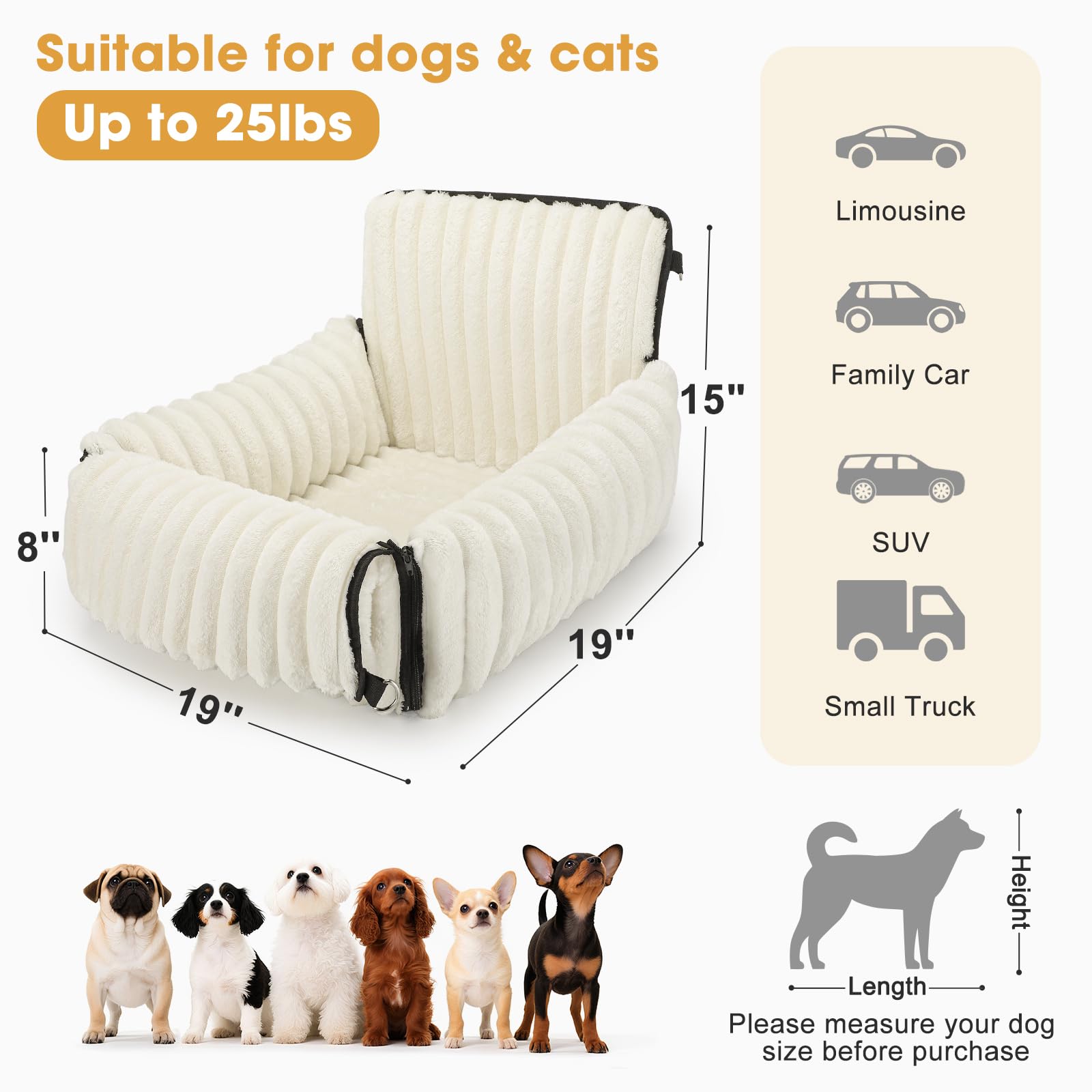 MIXJOY 6-in-1 Dog Car Seat for Small/Medium Dogs up Seat