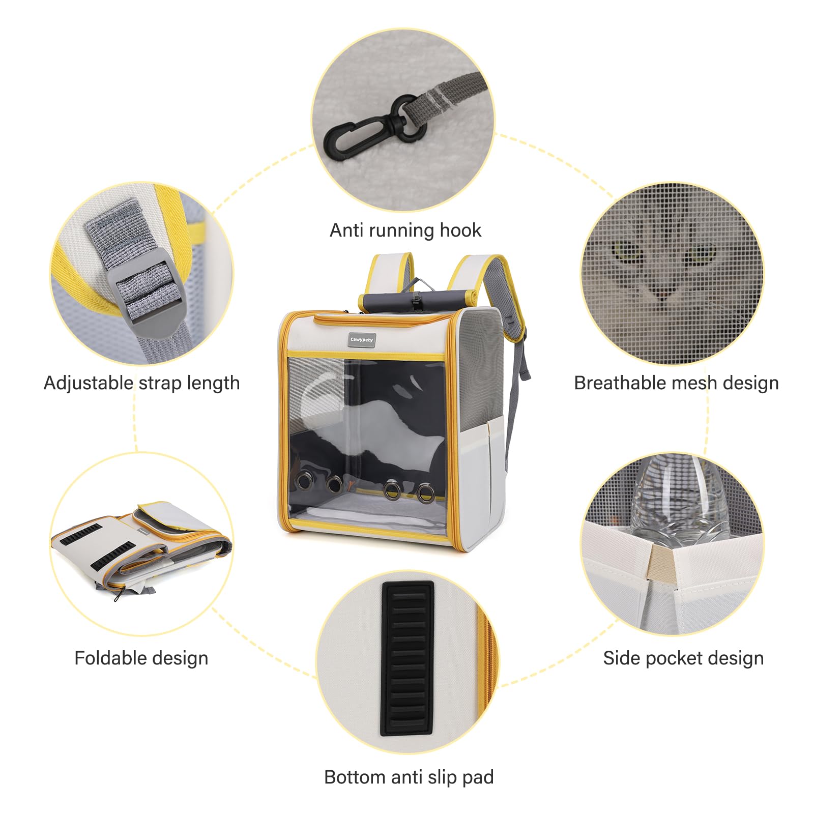 Cawypety Cat Backpack Carrier, Collapsible and Breathability Bag