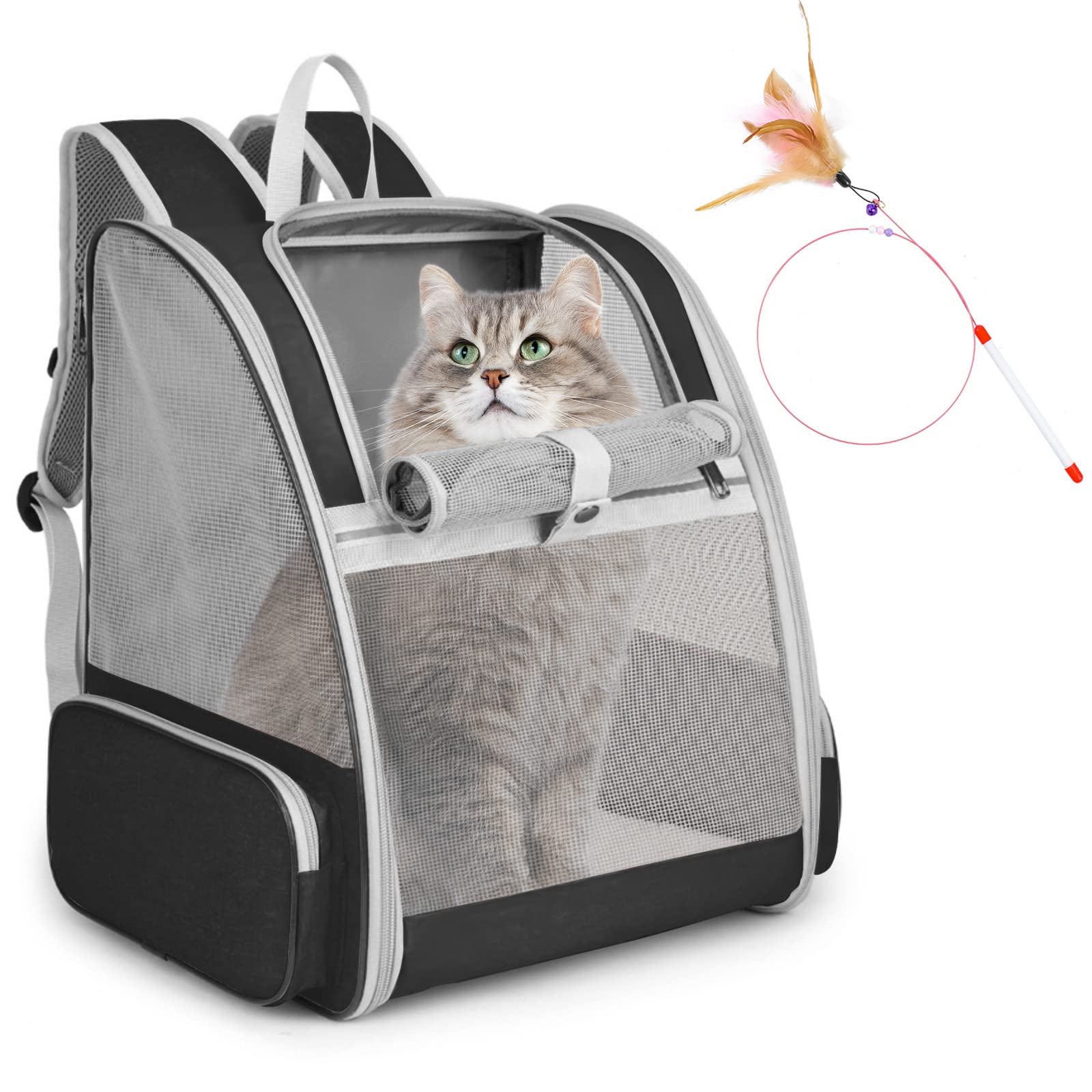 Cat Backpack Carrier, Pet Carrier Backpack with Kitten Wand Carrier
