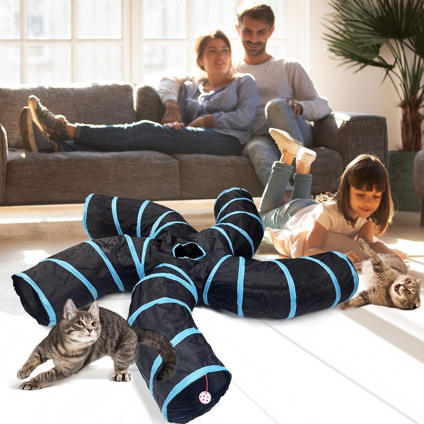 Bemodst Cat Tunnel for Indoor Cats, 5 Way Cat Tubes and Tunnels Tunnel