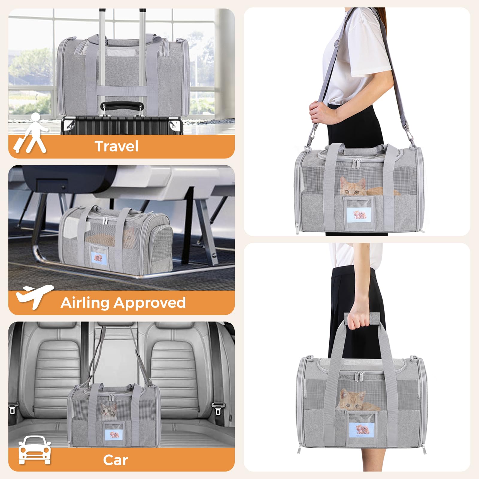 Soft Cat Carrier for Pets Up to Cat Pet Travel Bag with Padded Bag