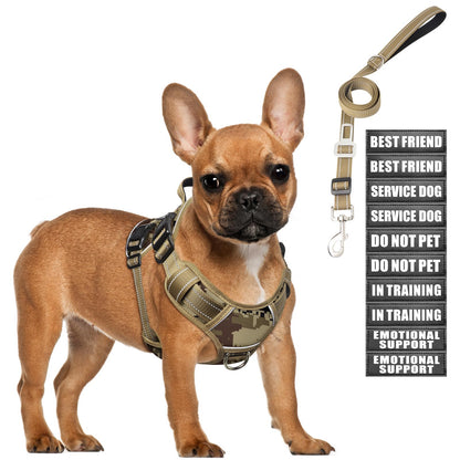 MOOGROU Tactical Dog Harness and Leash Set Small Sized Dog,Heavy Set