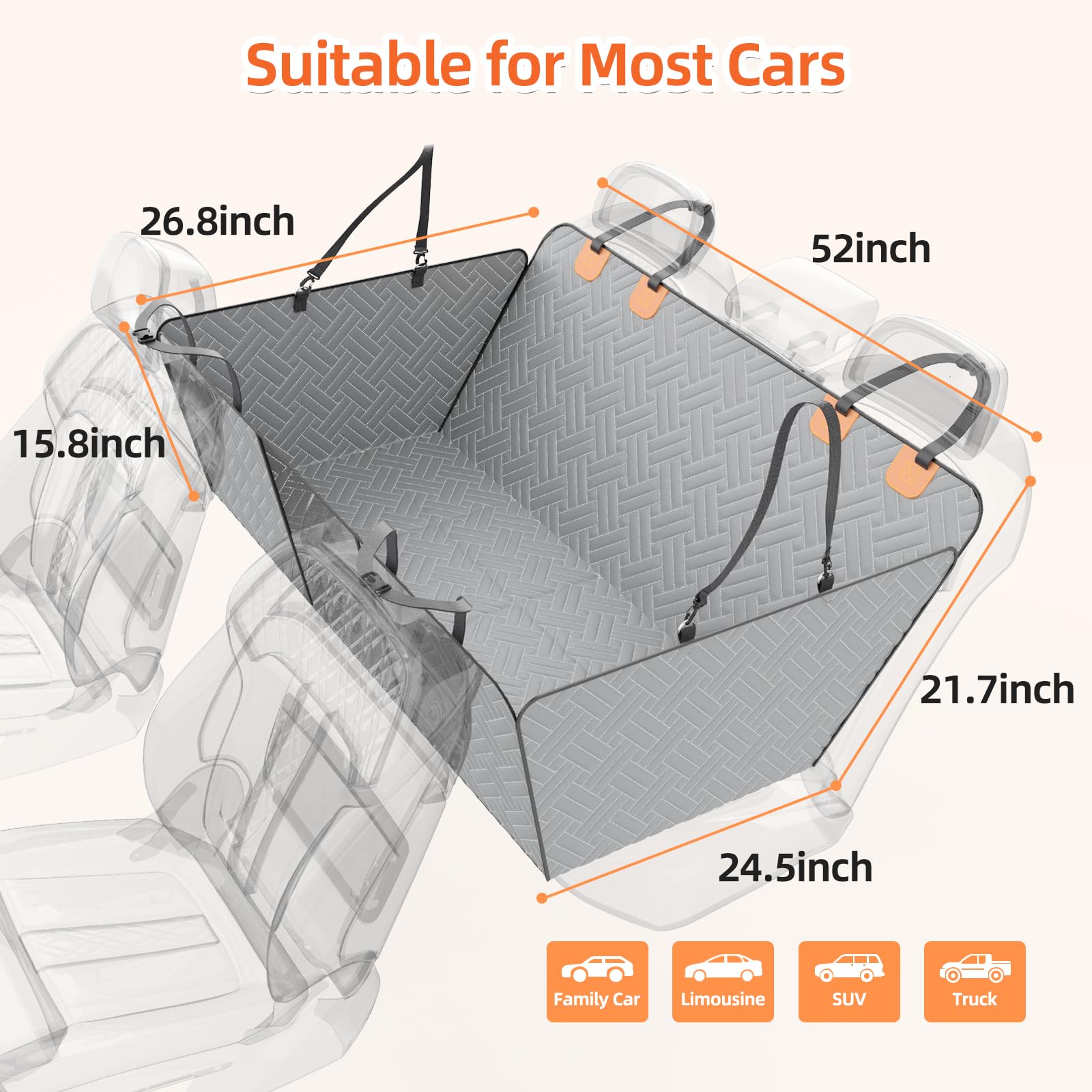 Back Seat Extender for Dogs,Hard Bottom Car Seat Cover