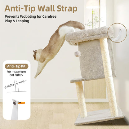 Cat Tree Tower Scratching Post for Indoor Large Cats, Small Cat Bed