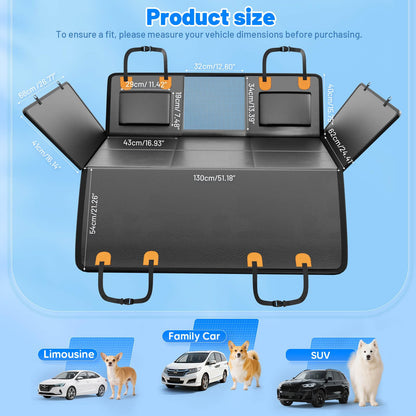 Dog Car Seat Cover for Back Seat with Hard Bottom, PU Leather Seat