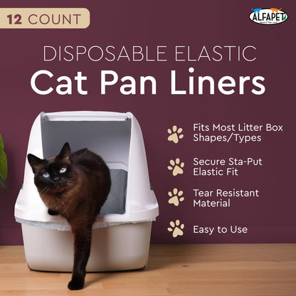 Alfapet Cat Litter Box Liners Large 12 Count Tear-Resistant Cat Litter