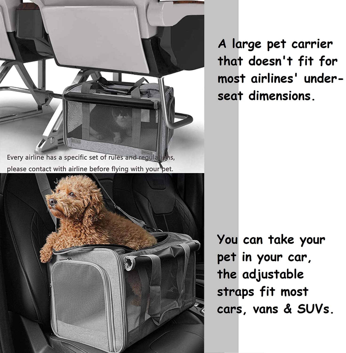 GAPZER Pet Carrier for Large Cats, Soft-Sided Cat Carrier