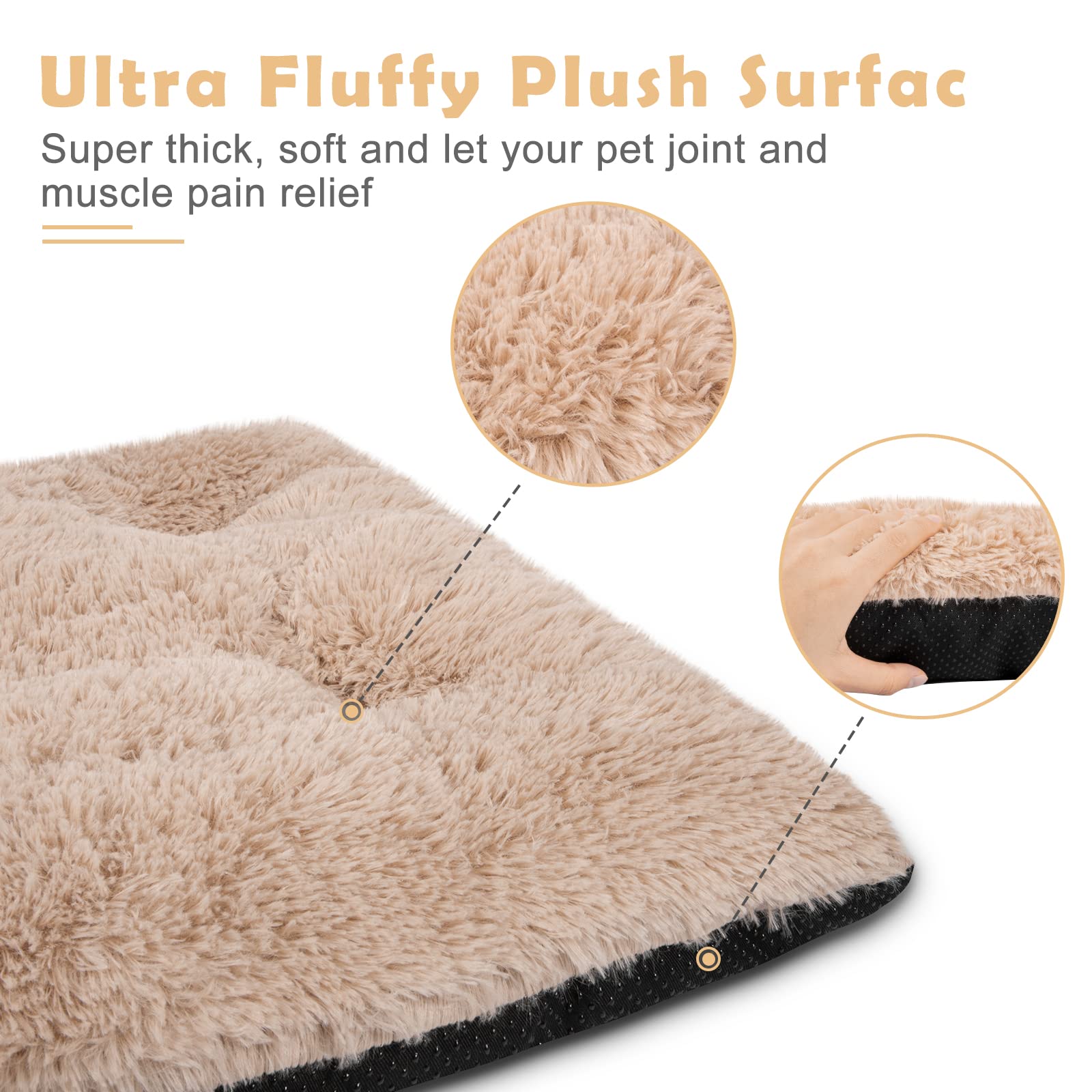 JOEJOY Large Dog Bed Crate Pad, Deluxe Plush Washable Dog Beds Bed