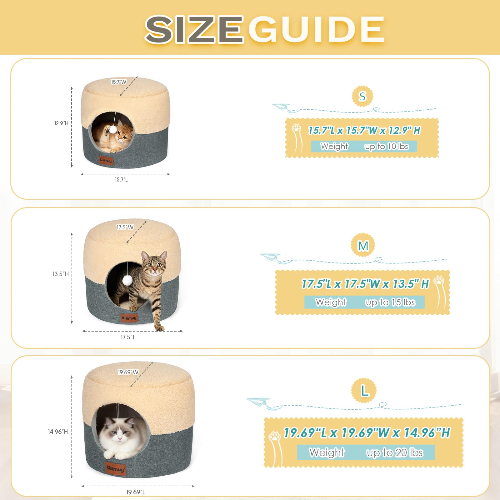 2 Pack Cat Bed for Indoor Cats Foldable Cat House Lounge for Bed