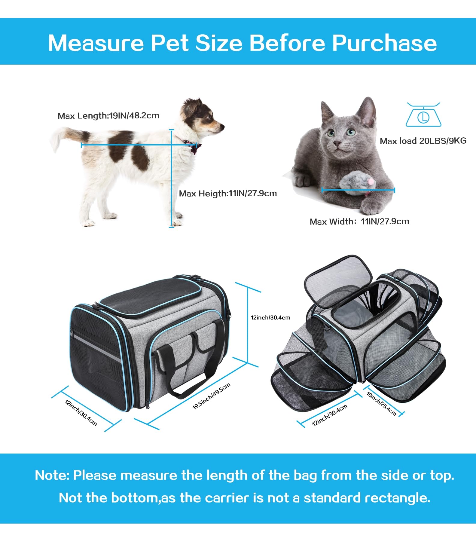 Airline Approved Pet Carrier, Large Soft Sided Pet Travel TSA Carrier