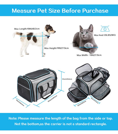 Airline Approved Pet Carrier, Large Soft Sided Pet Travel TSA Carrier