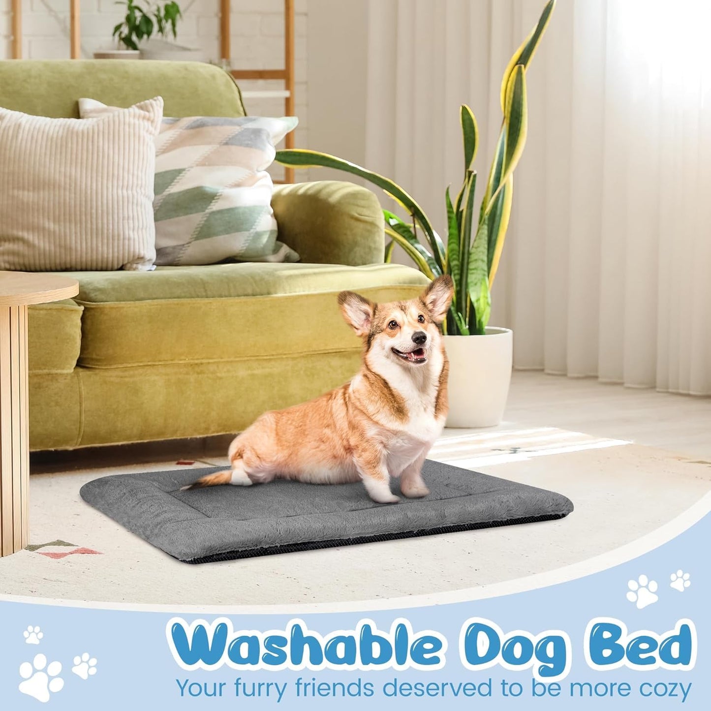 ZENGAOOU Dog Crate Pad for Small to Medium Dogs, Plush Kennel Mat