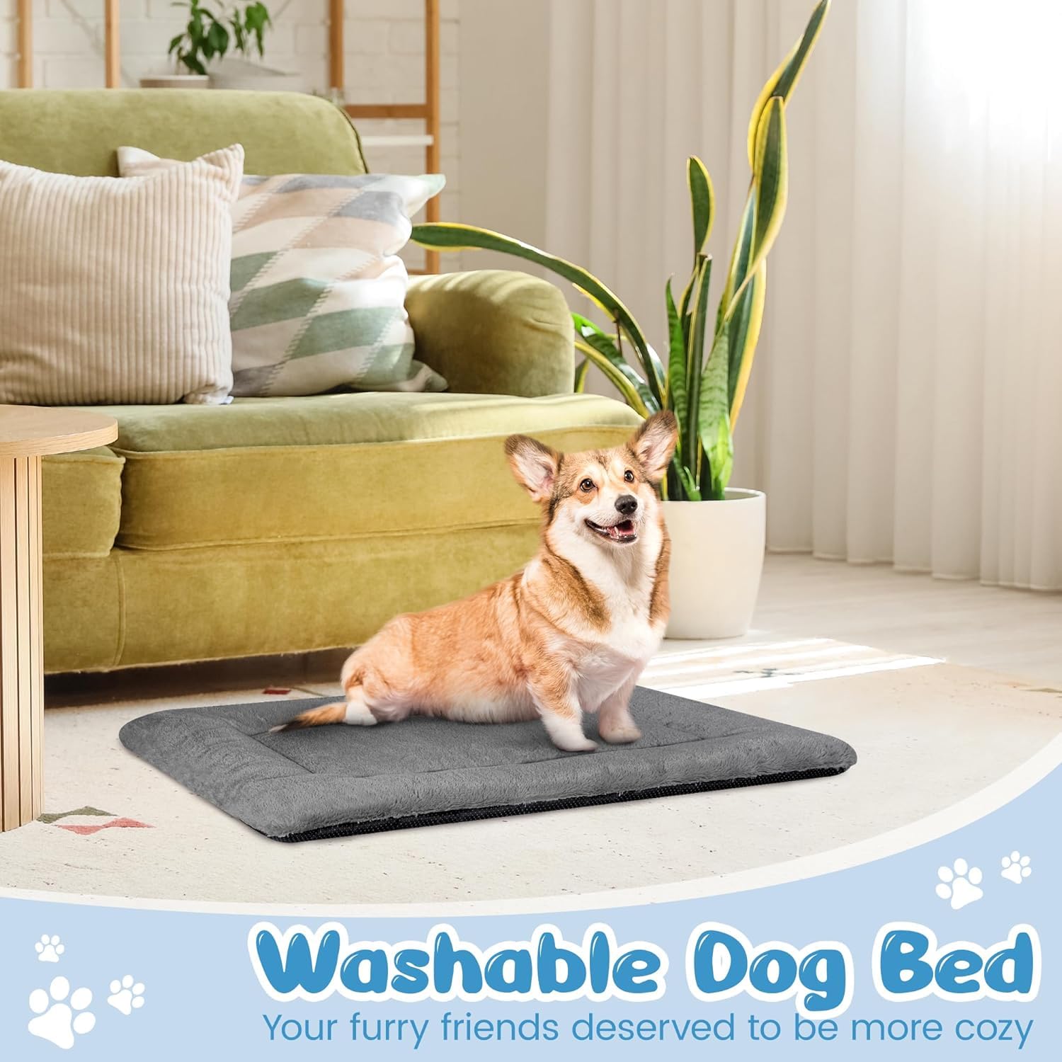 ZENGAOOU Dog Crate Pad for Small to Medium Dogs, Plush Kennel Mat