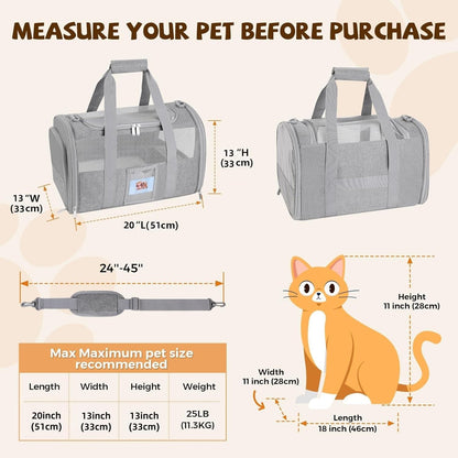 Soft Cat Carrier for Pets Up to Cat Pet Travel Bag with Padded Bag