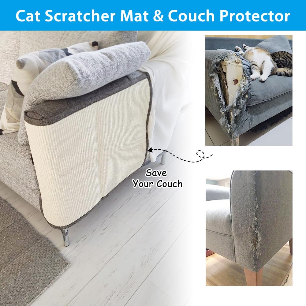 NATUYA Couch Cat Scratch Furniture Protectors from Cats-Sisal Mat