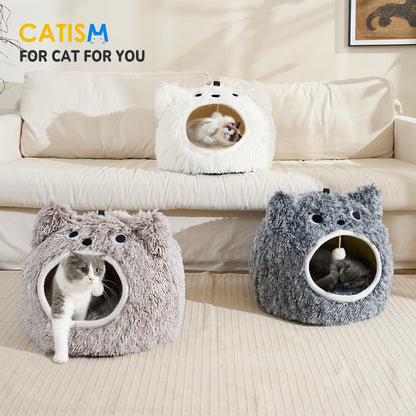 CATISM Cat Bed, Cat Beds for Indoor Cats Kitten Bed Cave Washable Bed