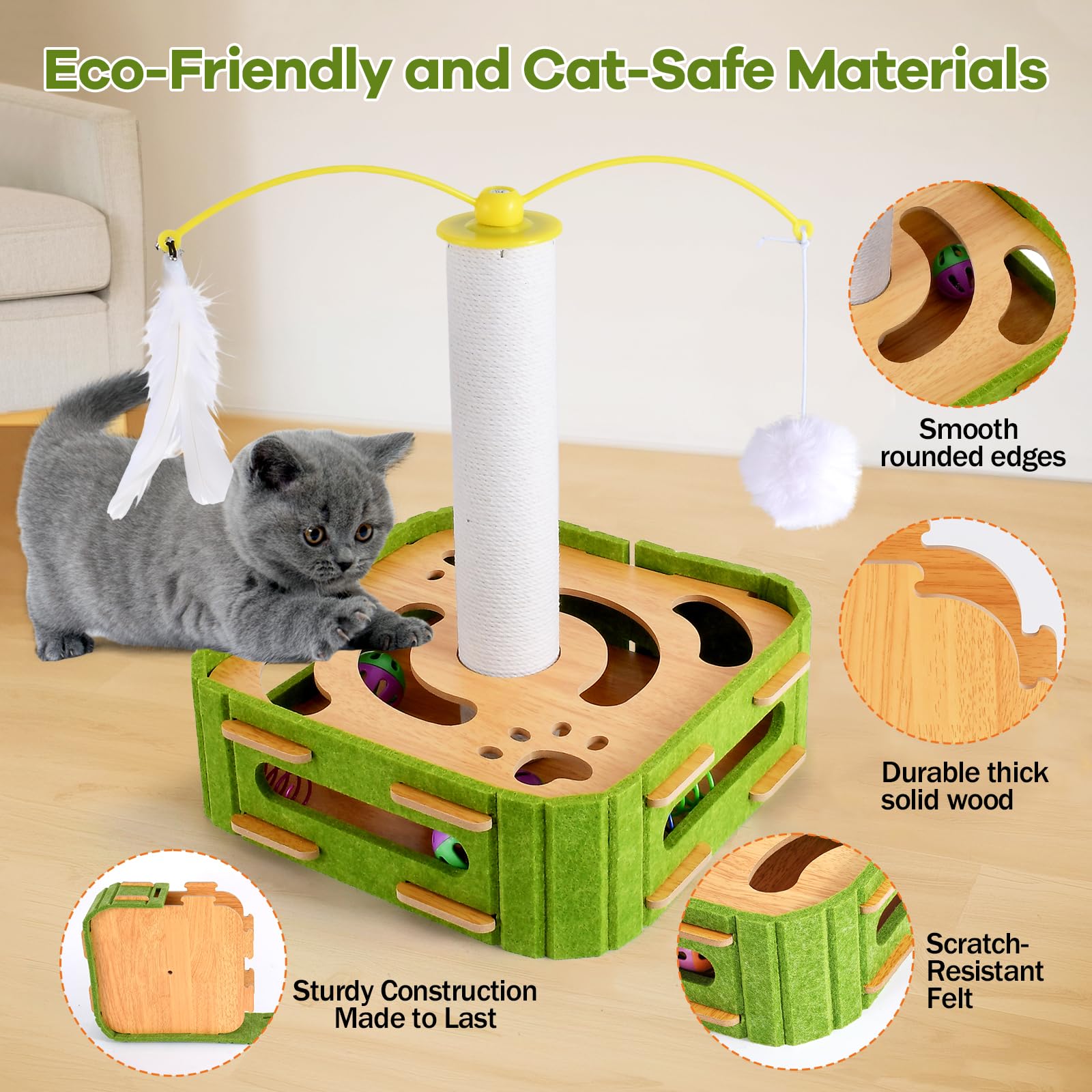 GLYVIAN Cat Puzzle Box Toy for Indoor Cats Boredom Relief Balls
