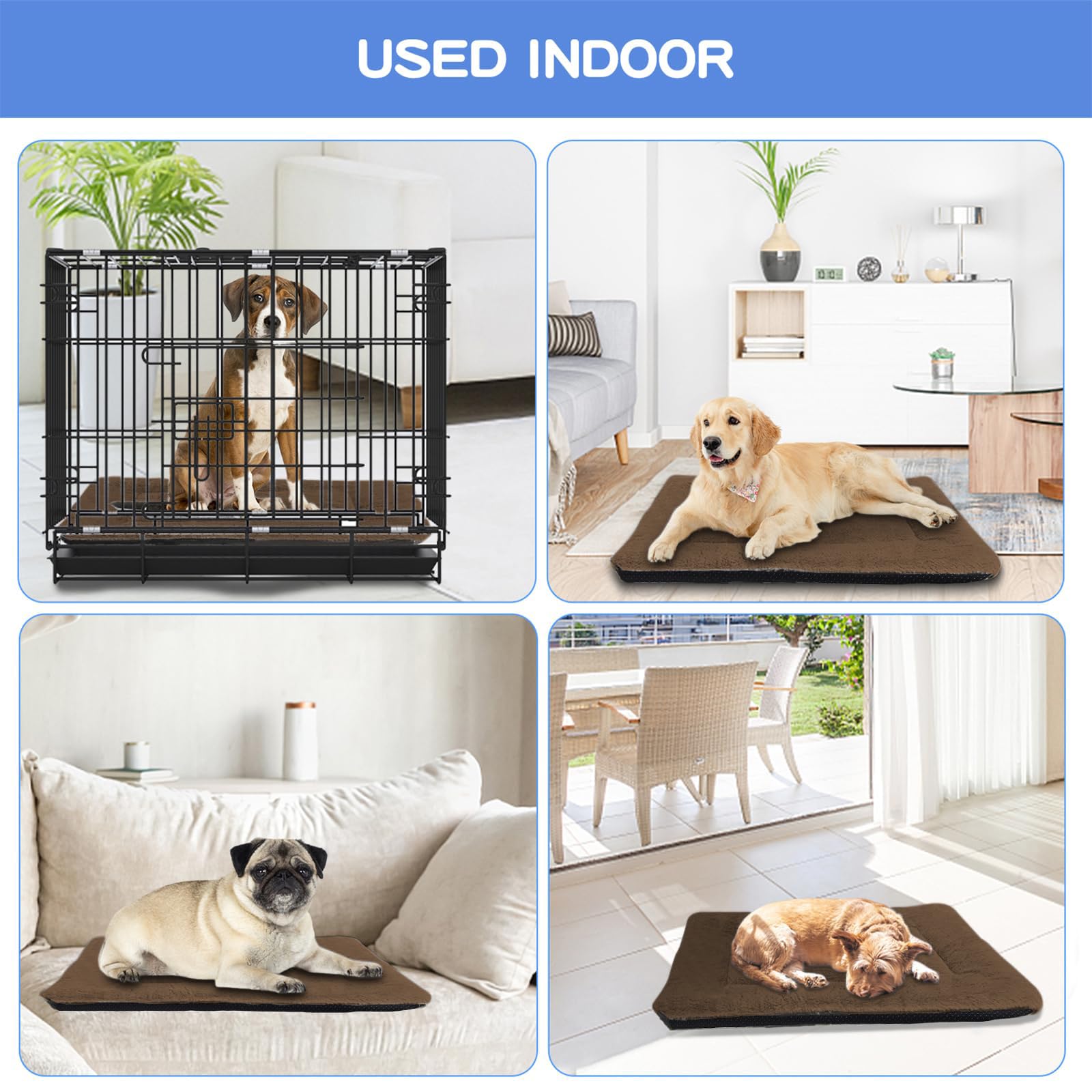 ZENGAOOU Dog Crate Pad Washable for Crate, Plush Anti-Slip Crate Mat