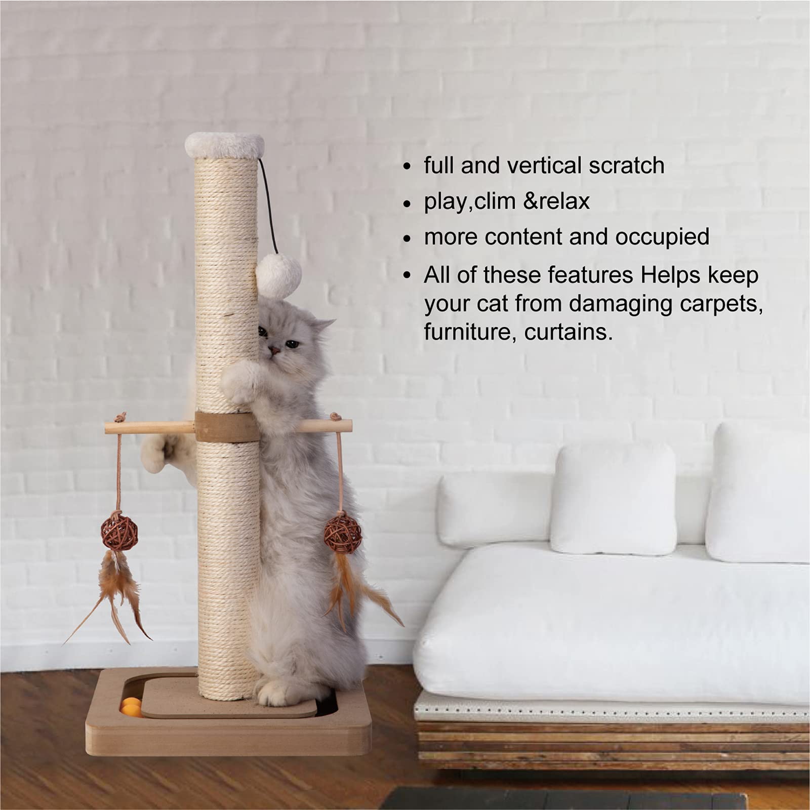PEEKAB Cat Scratching Post Sisal Scratch Posts for Indoor Posts