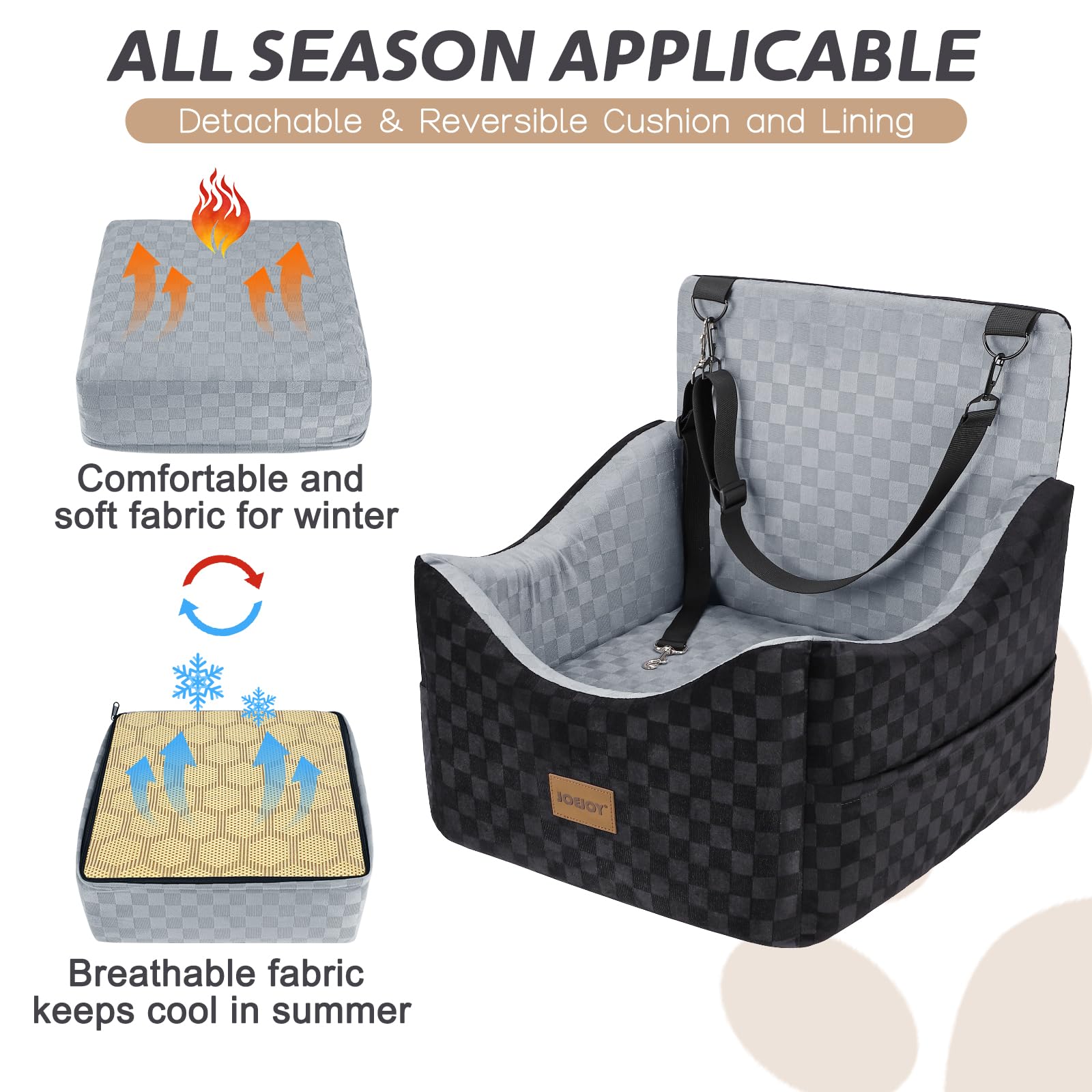 JOEJOY Elevated Dog Car Seat for Small/Medium Dogs up to Memory Seat