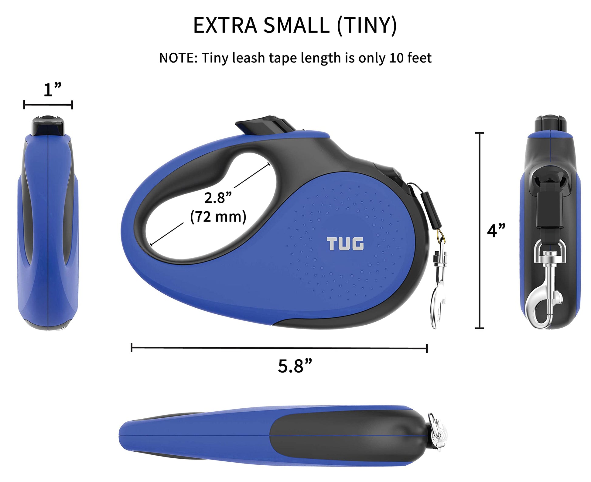 TUG Tiny 360° Tangle-Free Retractable Dog Leash with Anti-Slip Leash
