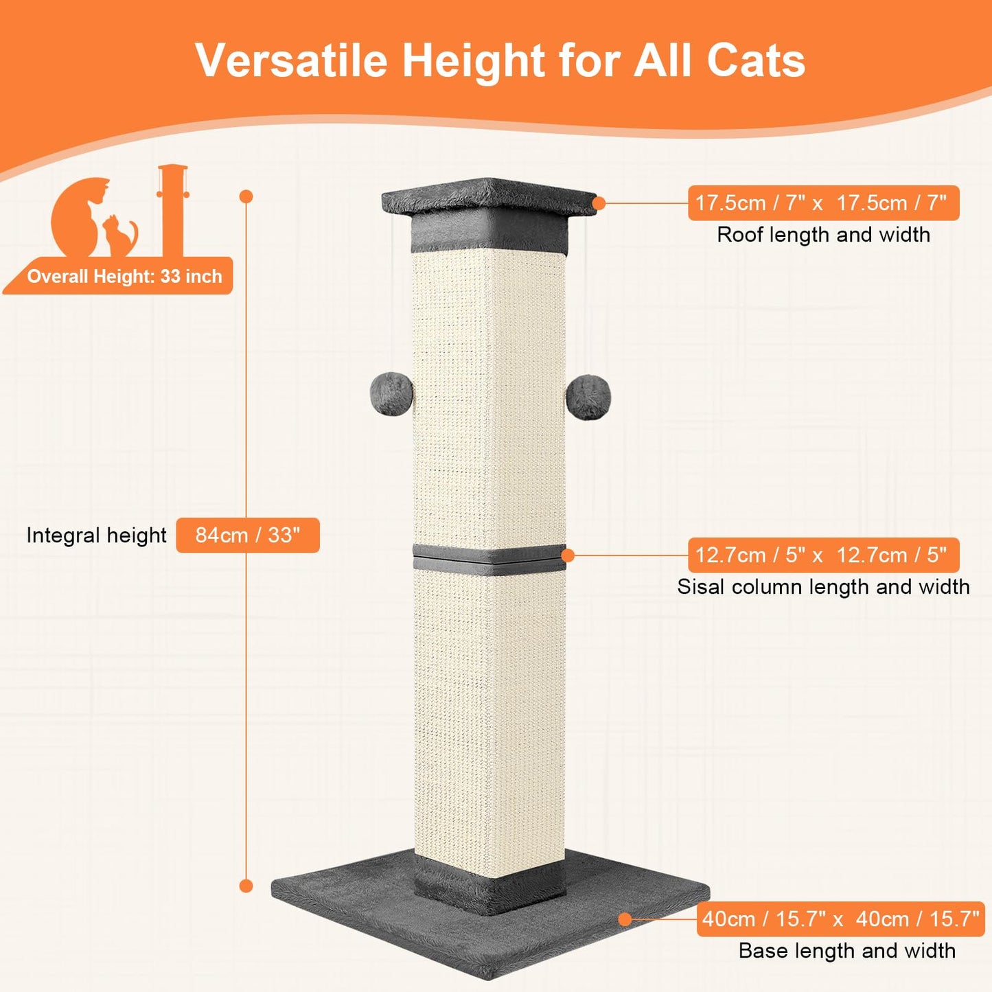 Cat Scratching Post Nature Sisal Scratch Post for Indoor Scratcher