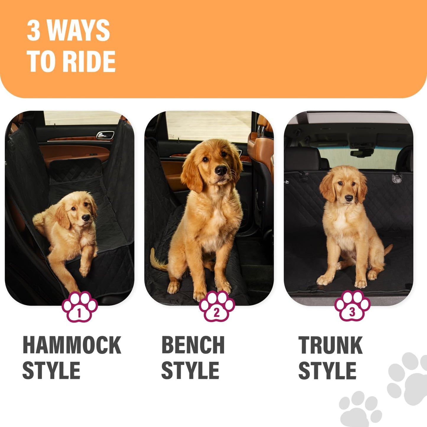 Active Pets Standard Dog Car Hammock Back Seat Cover, Waterproof Seat