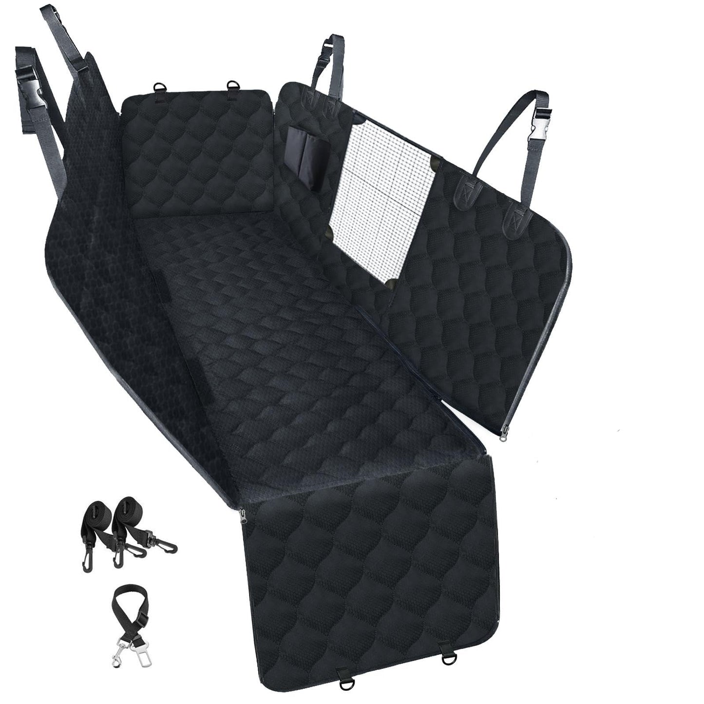 PETICON Dog Car Seat Cover with Mesh Window, Waterproof Pet Seat Cover