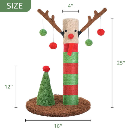 BOLUO Christmas Cat Scratching Post Deer Cat Trees for Adult Teaser