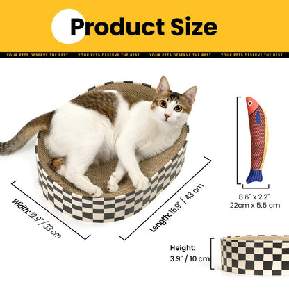 Conlun Cat Scratcher Bed, 1 Oval Cat Scratching Board