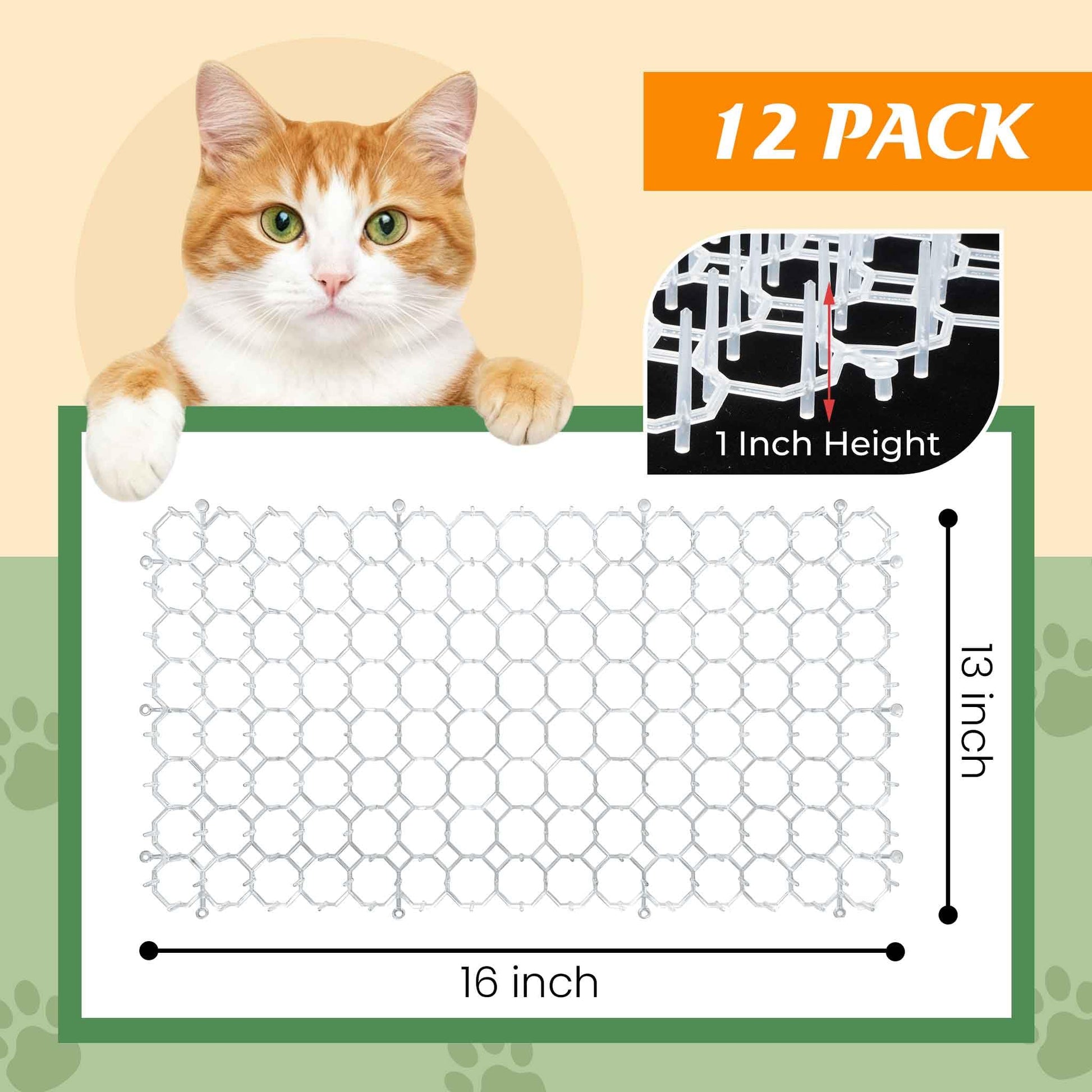 OCEANPAX Clear Scat Mats for Cats 12 Pack Transparent Cat Spike Mat