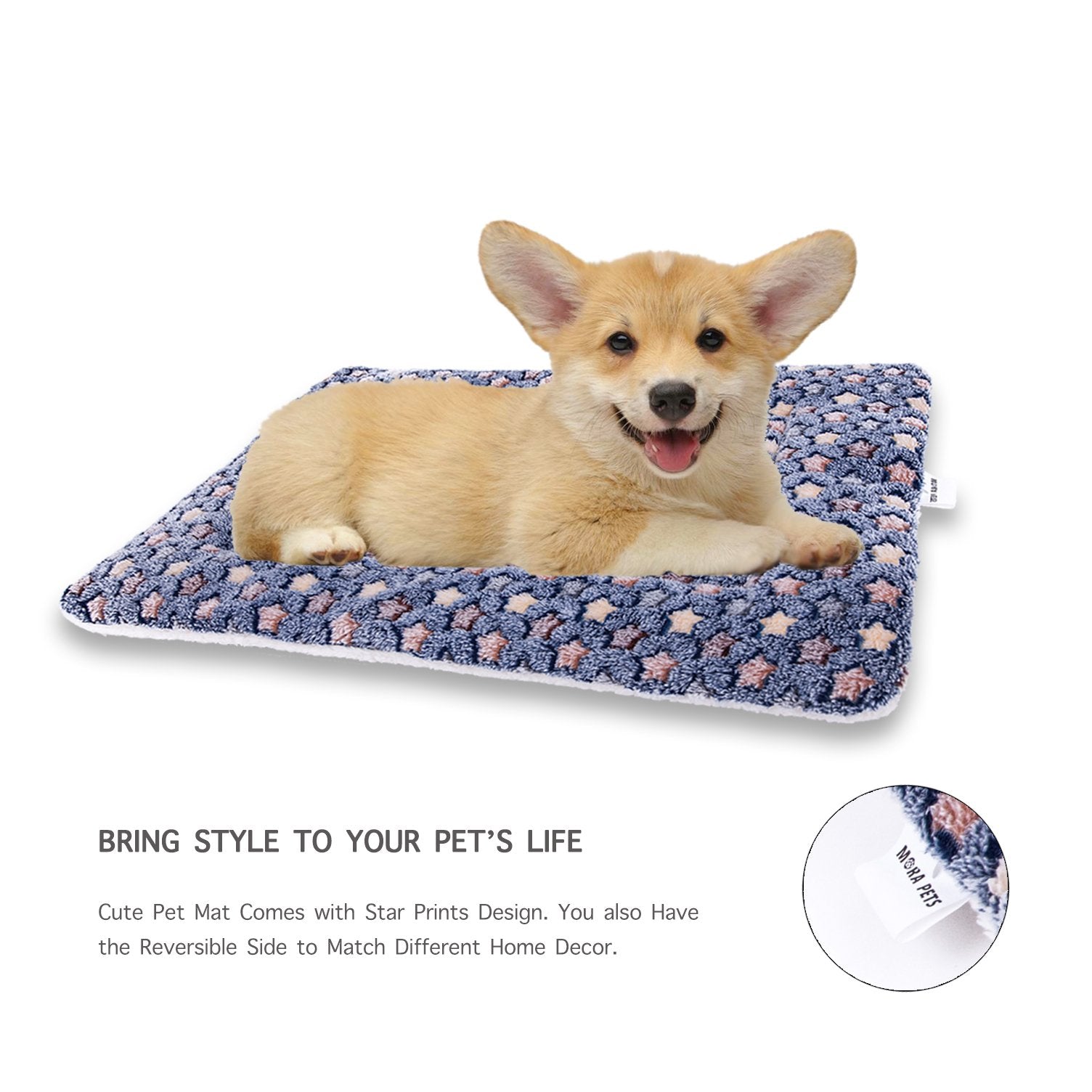 Mora Pets Dog Bed Crate Pad Ultra Soft Pet Bed with Cute Star Crate