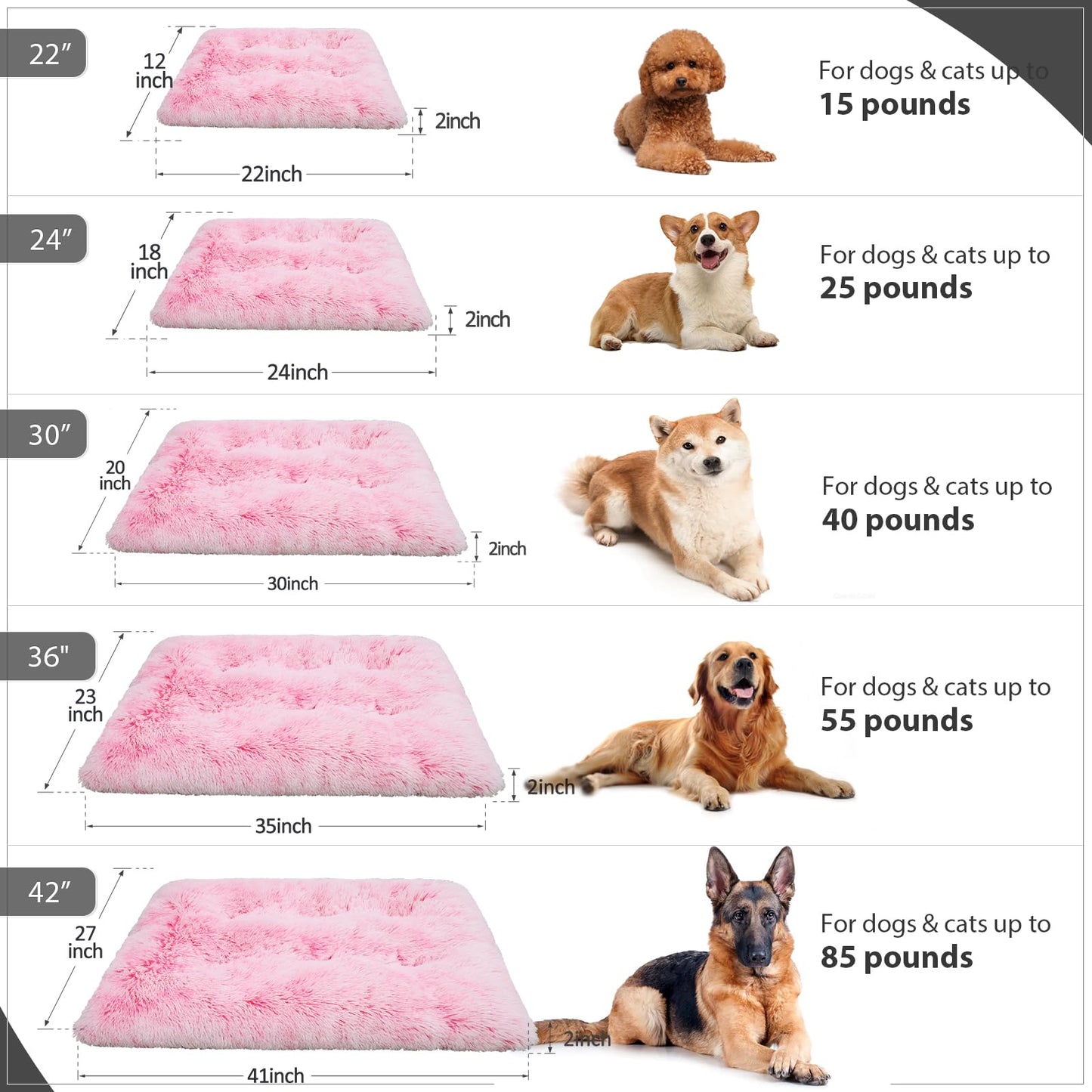 Vonabem XL Dog Bed Large Crate Pad, Washable Pet Beds, Deluxe Bed