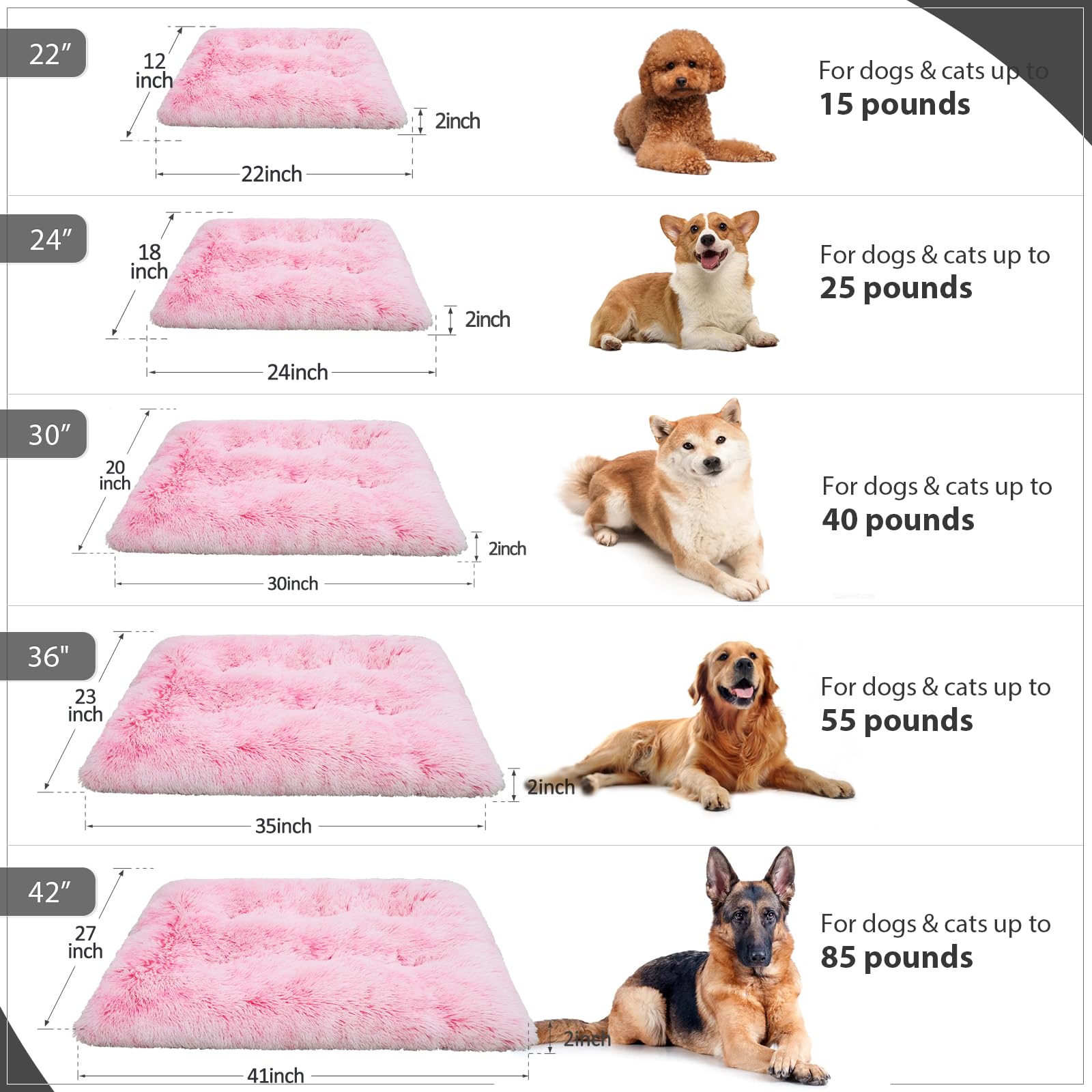 Vonabem XL Dog Bed Large Crate Pad, Washable Pet Beds, Deluxe Bed