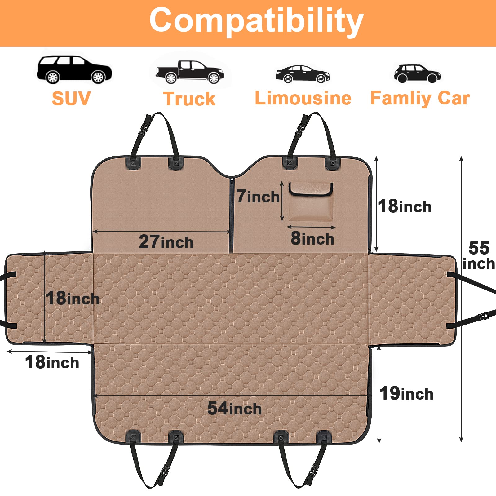 Mancro Back Seat Pet Cover for Dogs, 2026 Upgraded 600D Heavy Seat