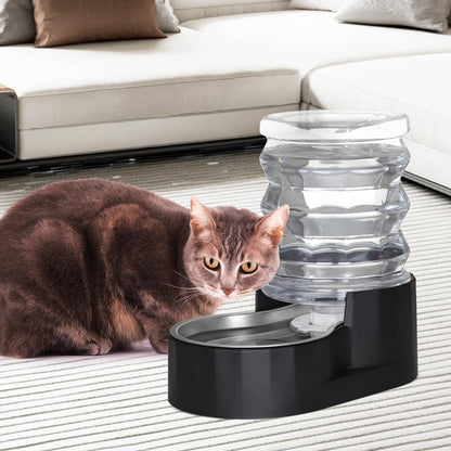 RIZZARI Dog Water Bowl Dispenser: Stainless Steel Gravity Feeder