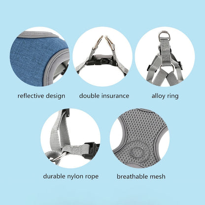 Dog Harness with Leash Set, No Pull Adjustable Step in Dog Collars Set