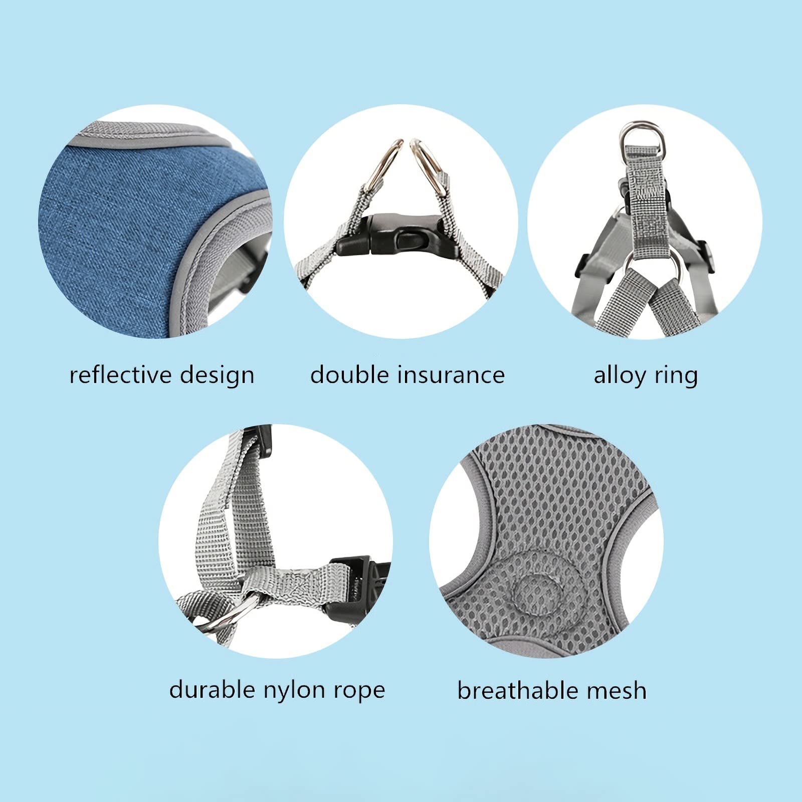 Dog Frenchie Harness with Leash Set, No Pull Adjustable Step Set