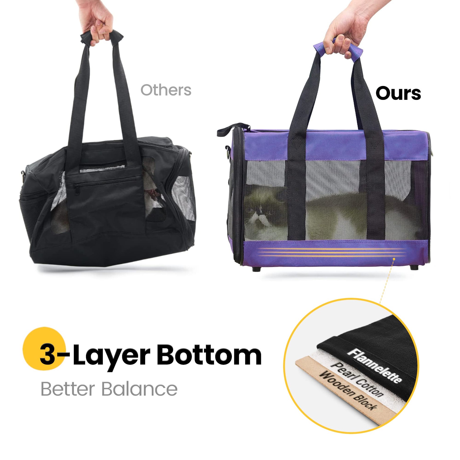 Conlun Dog Carrier Soft Sided, Large Cat Carrier with Inner Safety Bag