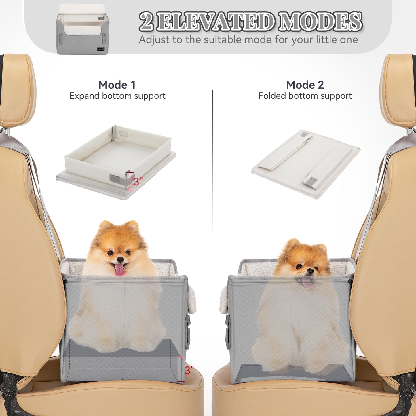 PETSFIT Dog Booster Car Seat, Waterproof PU Leather Dog Car Seats Seat
