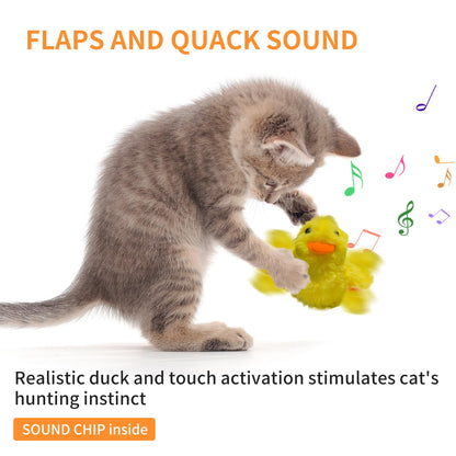 SmartTail Cat Toys Rechargeable Flapping Duck, Lifelike Quacking Toys