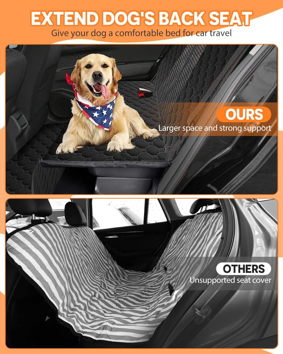 Victoper Back Seat Extender for Dogs, Dog Car Seat Cover