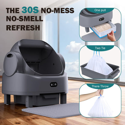 Automatic Litter Box, Open Top Large Self Cleaning Cat Litter Box
