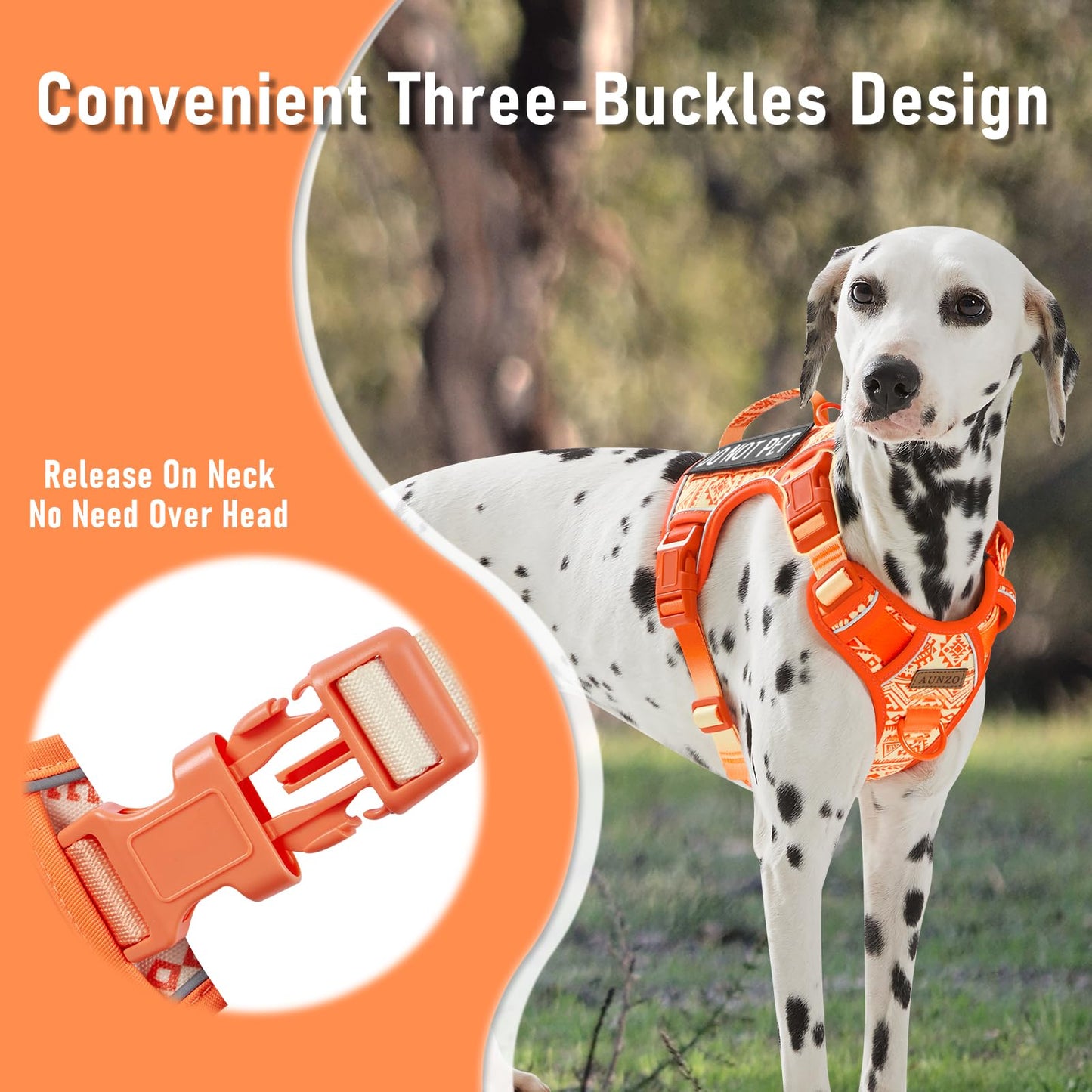 AUNZO Tactical Dog Vest Harness No Pull Easy Walker Pet Harness