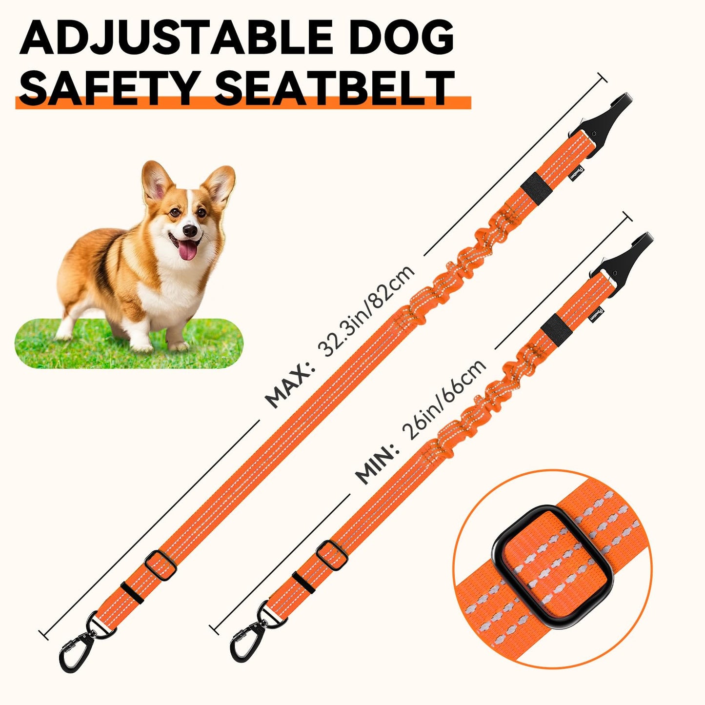 Pawaboo 2Pack Dog Seatbelt for Car, 3-in-1 Dog Car Seat Belt Seat