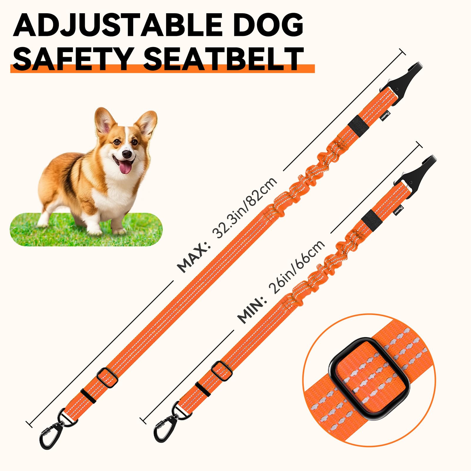Pawaboo 2Pack Dog Seatbelt for Car, 3-in-1 Dog Car Seat Belt Seat