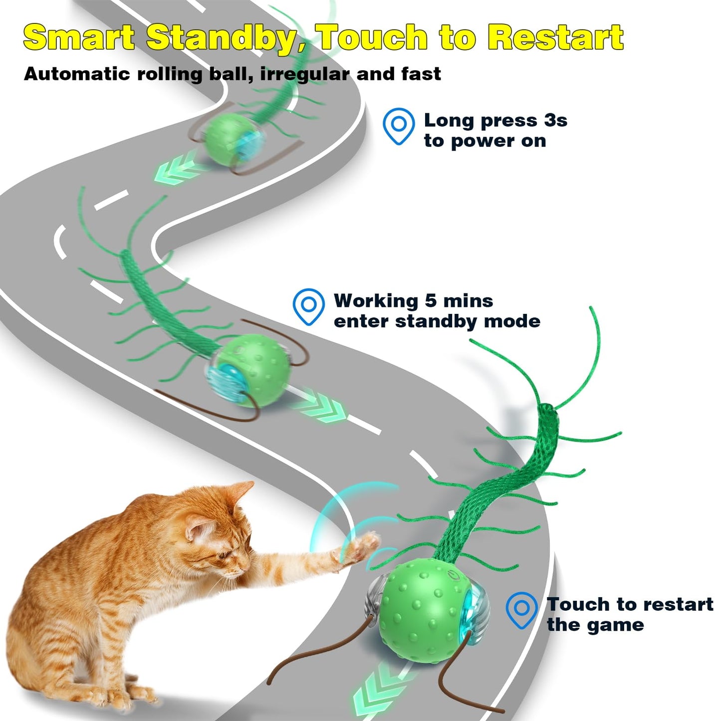 Saolife Interactive Cat Toys for Indoor Cats, Moving Cat Ball