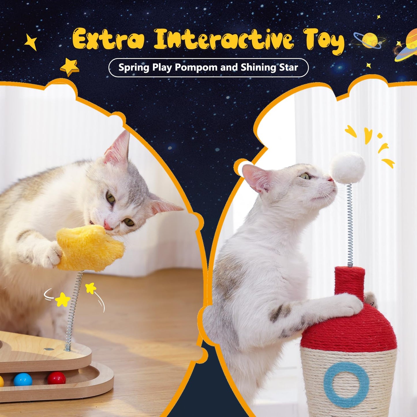 PETEPELA Cat Scratching Post, Rocket Sisal Cat Scratcher, Scratcher